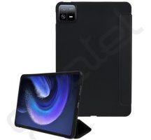   Tok álló, bőr hatású (aktív FLIP, oldalra nyíló, TRIFOLD, asztali tartó) FEKETE Xiaomi Pad 6