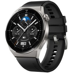 Huawei Watch GT 3 Pro 46mm Light Titanium Case Black Fluoroelastomer Strap