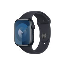   Apple Watch Series 9 GPS – 45 mm-es éjfekete alumíniumtok, éjfekete sportszíj - M/L