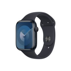 Apple Watch Series 9 GPS – 45 mm-es éjfekete alumíniumtok, éjfekete sportszíj - M/L