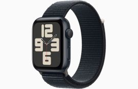 Apple Watch SE GPS, 44 mm-es éjfekete alumíniumtok, éjfekete sportpánt