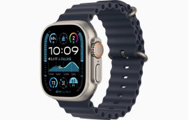 Apple Watch Ultra 2 GPS + Cellular, 49 mm-es natúr titántok, tengerészkék Óceán szíj