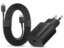   Samsung gyári hálózati töltő adapter Type-C bemenettel + 1,8 m-es Type-C -      Type-C kábel - 25W - EP-TA800EBE + EP-DW767JBE - fekete (ECO csomagolás)