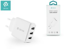   Devia 3xUSB hálózati töltő adapter - 17W - Devia Smart Series 3 USB Charger -   fehér