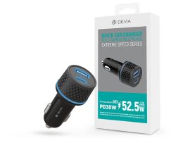 Devia szivargyújtó töltő adapter USB + Type-C bemenettel - 52,5W - Devia ExtremeSpeed Series Quick Car Charger PD 30W + QC 3.0 - fekete