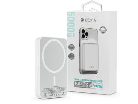 Devia hordozható külső akkumulátor / power bank - 5000 mAh - Devia Kintone      Series V2 PD20W Magnet Wireless Charging - Lightning + Type-C - fehér